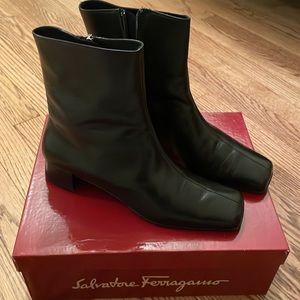 Salvatore Ferragamo Black Leather Boots Sz. 8.5